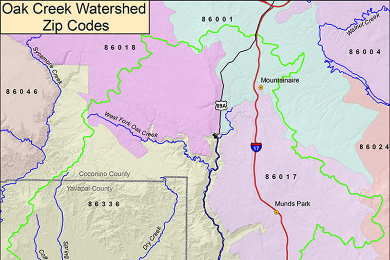 Watershed Map with Zip Codes Oak Creek Watershed Council