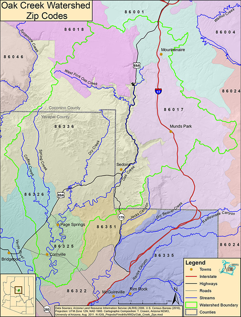 Watershed Map with Zip Codes Oak Creek Watershed Council