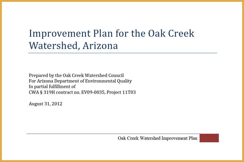 Cover of the Watershed Improvement Plan 2013